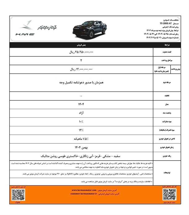 مرحله جدید ثبت نام محصولات کرمان موتور